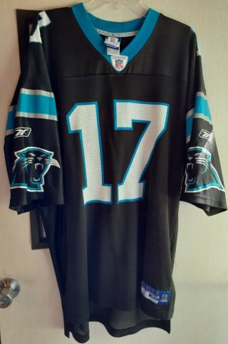 Jake Delhomme 17 Carolina Panthers " Black " Nfl Reebok Jersey Size X - Large