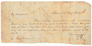 Henry Clay Signed Letter Regarding Will Of Peter Gatewood May 24th 1849