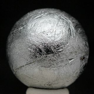 Seymchan Iron Meteorite Sphere Rhodium Plated Etched Widmanstatten Pattern