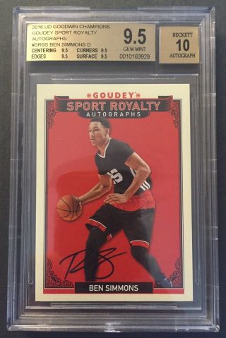 Ben Simmons 2016 Ud Goodwin Champions Goudey Auto Rc Sp All 9.  5 Subs Bgs 9.  5/10