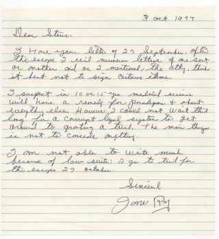 James Earl Ray - Martin Luther King Assassination - Autographed Letter (als)
