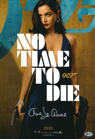 Ana De Armas No Time To Die Signed 12x18 Photo Autograph Beckett Bas 9