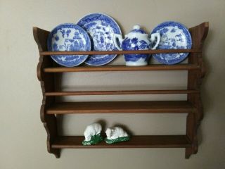 Vintage Doll Wall Shelf Plate Rack Wood For Miniatures Smalls Dolls 9 1/2 Inch