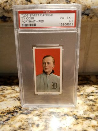 1909 - 11 T206 Sweet Caporal Ty Cobb Red Portrait Psa 4.  5.  Gem