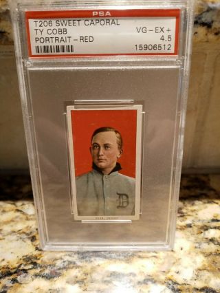 1909 - 11 T206 Sweet Caporal Ty Cobb RED Portrait PSA 4.  5.  GEM 4