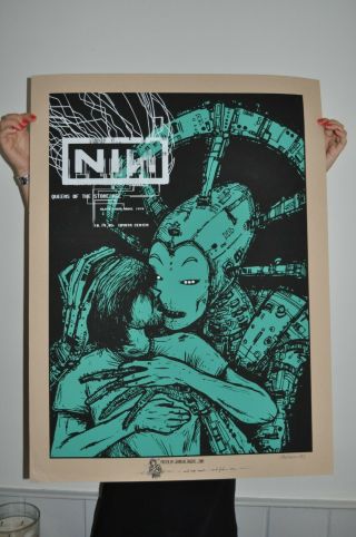 Jermaine Rogers Nine Inch Nails Print 2005 Toyota Center Tx Signed Doodled