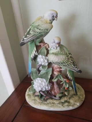 Andrea By Sadek Porcelain Bird Figurine,  " Group Of Parakeets "
