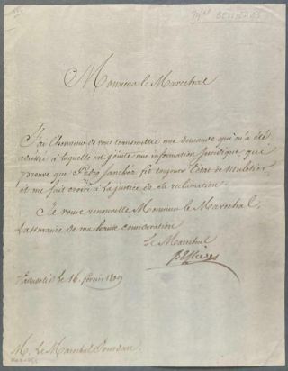 Jean - Baptiste Bessieres,  French Marshall.  Napoleon,  Signed Letter,  1809