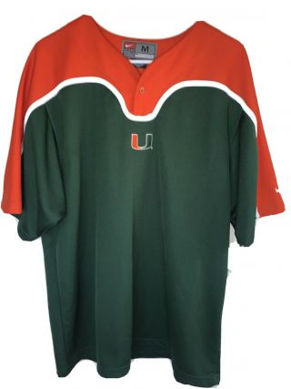 Nike University Of Miami Hurricanes Baseball Jersey Orange Green Canes Medium