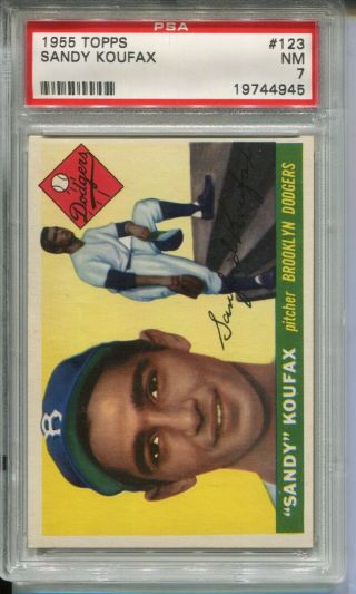 1955 Topps Baseball 123 Sandy Koufax Rookie Card Rc Psa Nr 7 Dodgers