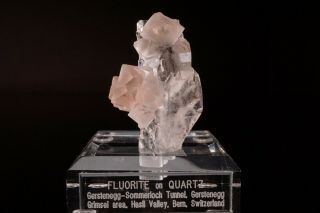 Classic Pink Fluorite On Quartz Crystal Gerstenegg,  Switzerland - Ex.  Lockhart