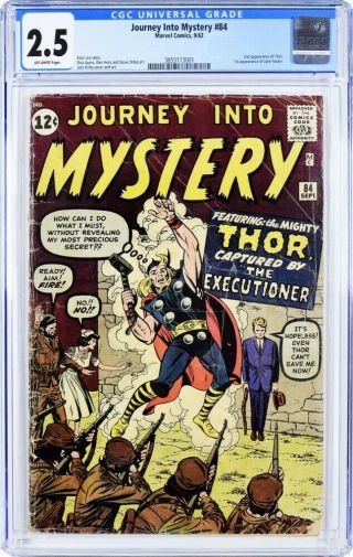 Journey Into Mystery 84 Cgc 2.  5 Marvel 1962 Second Appearance Of Thor