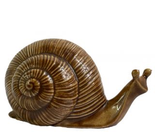 Handmade Ceramic Snail Signed Tia 1980 Brown Vintage 80 