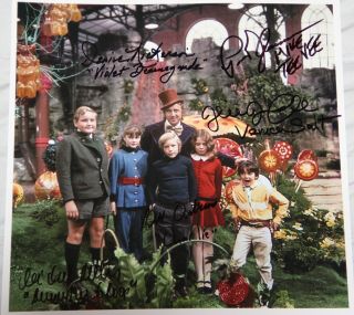 11 " X 11 " Willy Wonka Photo Autographed (signed) By Five (5),  Bonuses