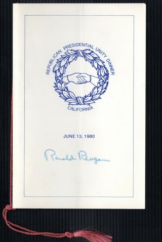 Rare Signed Ronald Reagan Republican Presidential Unity Dinner Program Jun 1980