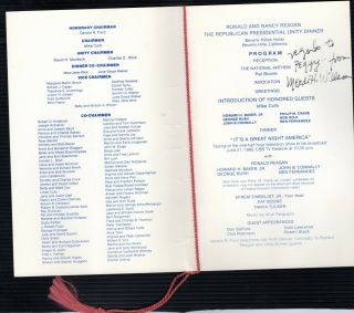 RARE SIGNED RONALD REAGAN REPUBLICAN PRESIDENTIAL UNITY DINNER PROGRAM JUN 1980 2