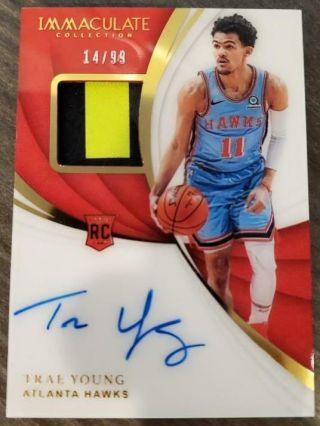 2018 Panini Immaculate Rpa 136 Trae Young 14/99 Auto Rc Rookie