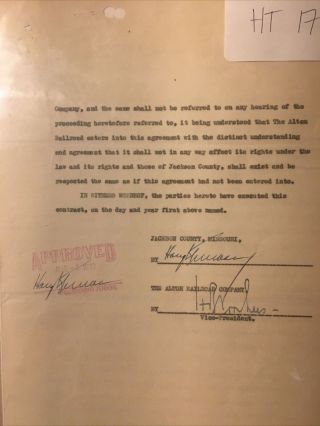 Harry Truman President Signed (2x) Court Order 8/8/1932