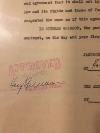 Harry Truman President signed (2X) Court Order 8/8/1932 3