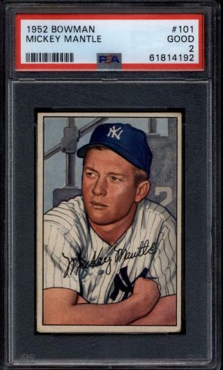 1952 Bowman 101 Mickey Mantle Psa 2 Good Yankees