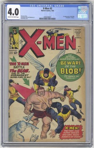 X - Men 3 Cgc 4.  0 Vintage Marvel Comic Jack Kirby Cover Art Stan Lee Key 1st Blob