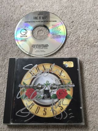 Hand Signed Guns N Roses Cd Cover By Slash,  Adler,  Rose,  Duff & Izzy