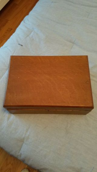 Antique Wooden English Writers Box With Glass Ink Bottles Lap Box Tiger Oak