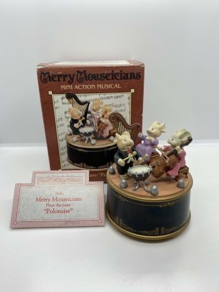 Vintage 1993 Enesco Small World Of Music Mini Action Musical - Merry Mouseicians