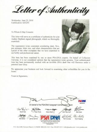 PSA Certified Audrey Hepburn Signed Autographed 8x10 Photo Portrait - PSA - Rare 2