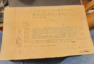James Hamilton & John Lukens - Land Grant Document Signed 07/07/1762 Governor Pa