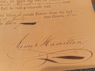 JAMES HAMILTON & JOHN LUKENS - LAND GRANT DOCUMENT SIGNED 07/07/1762 Governor PA 2