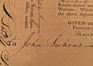 JAMES HAMILTON & JOHN LUKENS - LAND GRANT DOCUMENT SIGNED 07/07/1762 Governor PA 3