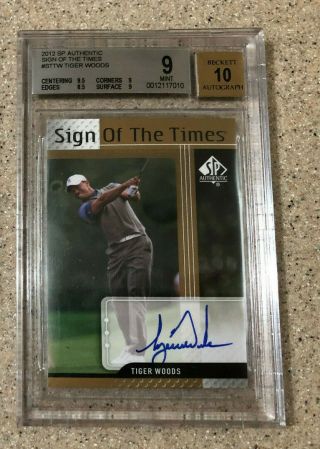 2012 Upper Deck Sp Authentic Tiger Woods Autograph Sign Of The Times Bgs 9 / 10