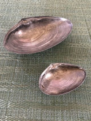 Vintage Metal Clam Shell Jewelry Ring Holder Set Tray Ashtray