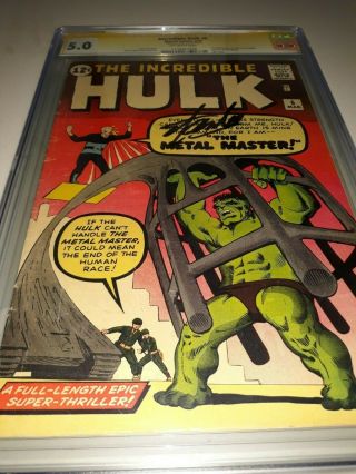 Stan Lee Signed Incredible Hulk 6 (1963) Cgc Ss 5.  0 Off White Pages