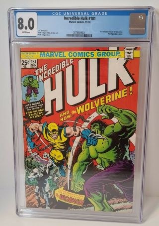 Incredible Hulk 181 1st Appearance Wolverine Cgc 8.  0 White Pages