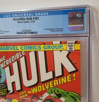 Incredible Hulk 181 1st Appearance Wolverine CGC 8.  0 White Pages 5