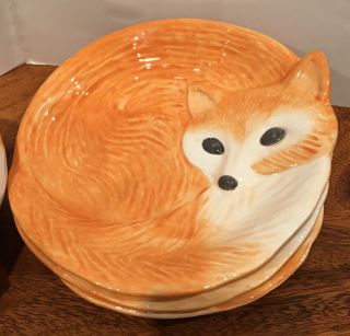 Better Homes & Gardens Heritage Forest Fox Earthenware Set Of 2 Bowls & 3 Plates 2