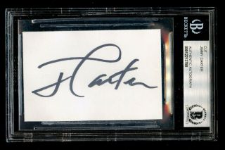 Jimmy Carter Signed Autograph Auto 2x3.  5 Cut President Of The United States Bas