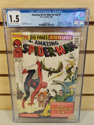 Spider - Man Annual 1 1964 Marvel 1st Appearance Of Sinister Six Cgc 1.  5