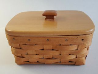 Longaberger 1999 “address” Basket With Wood Lid,  Plastic Protector,  Fsbo