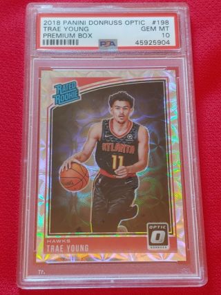 2018 - 19 Optic Premium Box Trae Young Rated Rookie Scope Holo /249 Psa 10 Gem