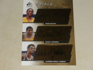 2004 - 05 Ud Sp Signature Triple Auto Kobe Bryant Magic Johnson Adbul - Jabbar 22/25