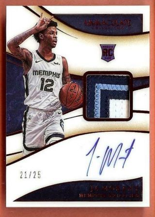 2019 - 20 Immaculate Rpa Acetate Ja Morant Rc Auto 3 Color Patch 21/25