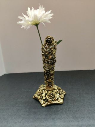 Vintage Matson Rose Floral Bud Vase 24k Gold Plated Ormolu Holder Only