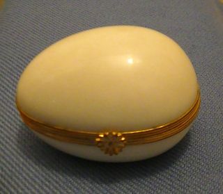 Limoges White Porcelain Egg Trinket Box - France