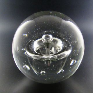 Clear Glass Controlled Bubbles Ball Sphere Paperweight 4 " (b9)