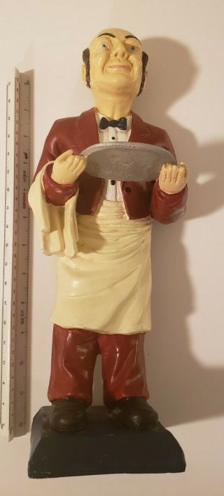 Tall Resin Statue Of The Old Man Butler/Waiter With Serving Tray 3