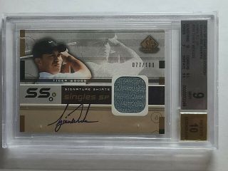2003 Sp Game Edition Signature Shirts Auto Tiger Woods /100 Bgs 9 10
