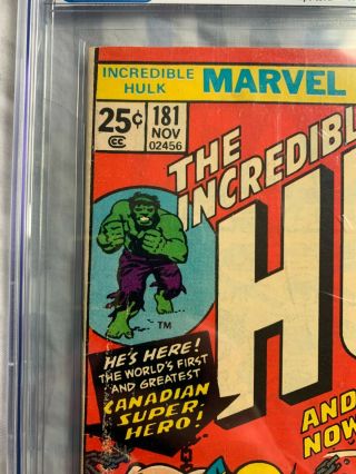 Incredible Hulk 181 CGC 6.  5 - 1st Wolverine Appearance - MVS Complete - MCU 3
